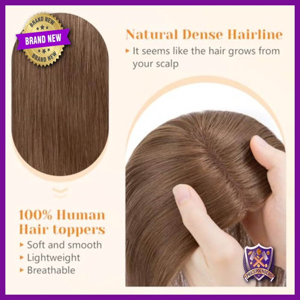 10 Inch Straight Human Hair Topper with Lace Base for Thinning Hair - Picture 3 of 6